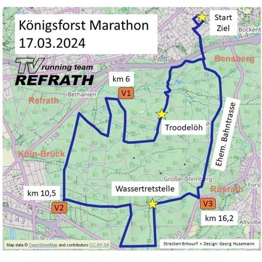 50. Königforst Marathon am 17. März 2024  Zum großen Jubiläum mit neuer Laufstrecke