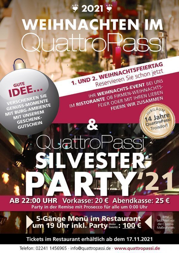 2021 Weihnachten und Sylvester im Quattro Passi Troisdorf